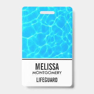 Badge Photo de reflets d'eau de piscine bleue scintillan