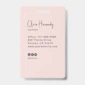 Badge Photo de script rose poudré (Arrière)