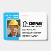 Badge Photo de sécurité avec logo et code QR bleu pour e (Avant)
