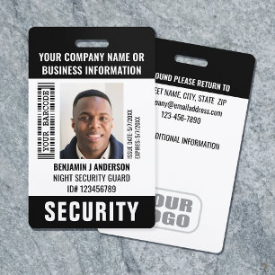 Badge Photo de sécurité personnalisée ID Nom Code-barres