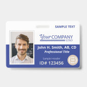 Badge photo d'employé à logo bleu (Avant)
