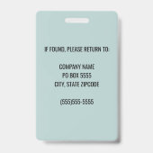 Badge photo d'employé avec logo d'entreprise sarce (Arrière)