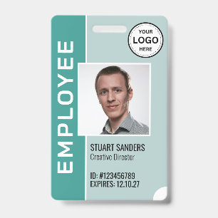 Badge photo d'employé avec logo d'entreprise sarce