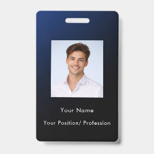 Badge Photo d'employé avec un dégradé bleu moderne et cl