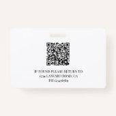 Badge photo d'employé blanc moderne avec logo (Dos)