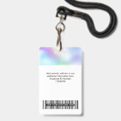 Badge Photo d'employé blanc personnalisée, Code barre, L (Arrière avec lanière)