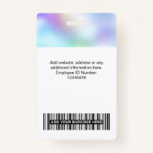 Badge Photo d'employé blanc personnalisée, Code barre, L (Dos)