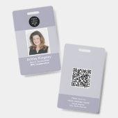 Badge photo d'employé bleu Code-barres d'entrepris (Avant & arrière)