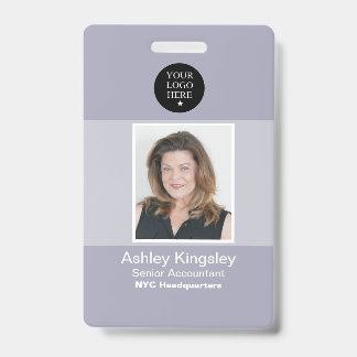 Badge photo d'employé bleu Code-barres d'entrepris