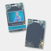 Badge Photo d'employé Branché Boho Bleu (Avant & arrière)