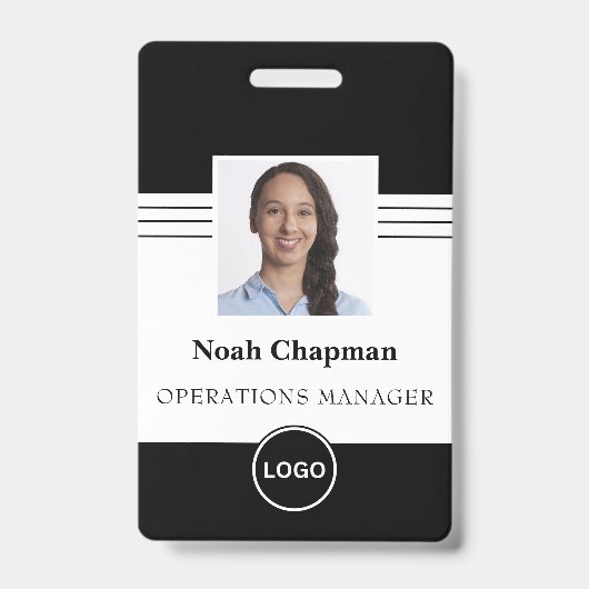 Badge Photo d'employé Code-barres du logo de l'entrepris (Avant)
