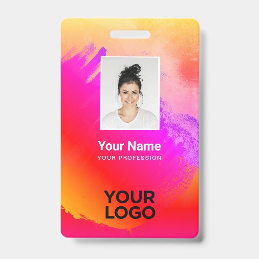 Badge Photo d'employé, code-barres, nom de Rainbow Paint (Avant)