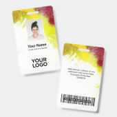 Badge Photo d'employé de peinture texturée, code-barres, (Avant & arrière)