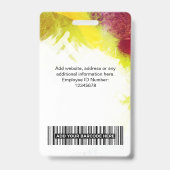 Badge Photo d'employé de peinture texturée, code-barres, (Arrière)