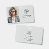 Badge Photo d'employé de société moderne simple gris cla (Avant & arrière)