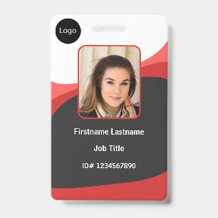 Badge Photo d'employé de société Red personnalisée, Logo