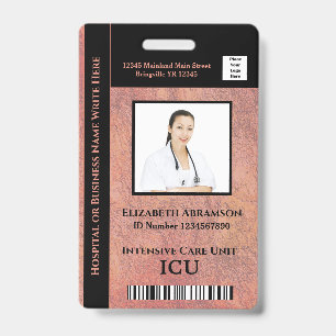 Badge Photo d'employé de soins intensifs médicaux de l'h