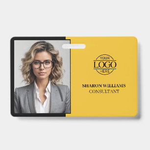 Badge Photo d'employé d'entreprise moderne jaune et noir