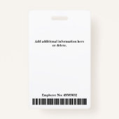 Badge Photo d'employé d'entreprise personnalisée (Dos)