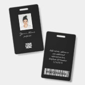 Badge Photo d'employé élégante personnalisée, Code-barre (Avant & arrière)