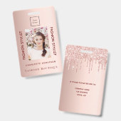 Badge Photo d'employé en or rose (Avant & arrière)