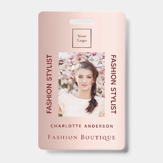 Badge Photo d'employé en or rose (Avant)