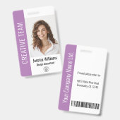 Badge Photo d'employé grand format personnalisé, code-ba (Avant & arrière)