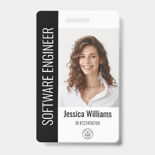 Badge Photo d'employé grand format personnalisé, code-ba (Avant)