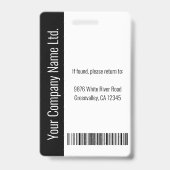 Badge Photo d'employé grand format personnalisé, code-ba (Arrière)