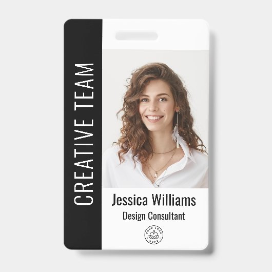 Badge Photo d'employé grand format personnalisé, code-ba (Avant)