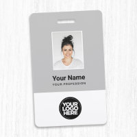 Photo d'employé gris personnalisé, Code barre, Log