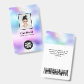 Badge Photo d'employé holographique, code à barres, logo (Avant & arrière)
