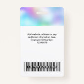 Badge Photo d'employé holographique, code à barres, logo (Dos)
