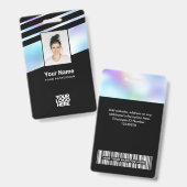 Badge Photo d'employé holographique, code-barres, logo,  (Avant & arrière)