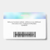 Badge Photo d'employé holographique, code-barres, logo,  (Arrière)