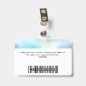 Badge Photo d'employé holographique, code-barres, logo,  (Arrière avec clip)