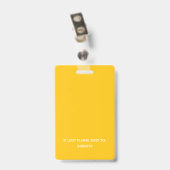 Badge Photo d'employé jaune, code-barres, logo, ID de no (Arrière avec clip)