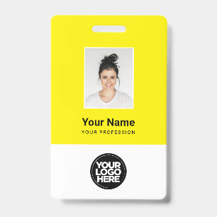 Badge Photo d'employé jaune personnalisé, code-barres, l