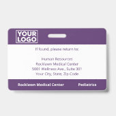 Badge Photo d'employé Logo Code-barres Carte d'identité (Arrière)