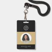 Badge Photo d'employé, logo, code-barres, ID de nom (Avant avec lanière)