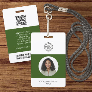 Badge Photo d'employé, logo, code-barres, ID de nom