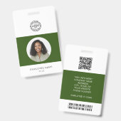 Badge Photo d'employé, logo, code-barres, ID de nom (Avant & arrière)