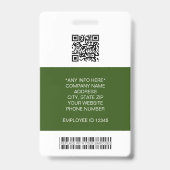 Badge Photo d'employé, logo, code-barres, ID de nom (Arrière)