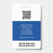 Badge Photo d'employé, logo, code-barres, nom ID (Arrière)