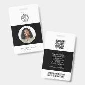 Badge Photo d'employé, logo, code-barres, nom ID (Avant & arrière)