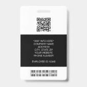 Badge Photo d'employé, logo, code-barres, nom ID (Arrière)