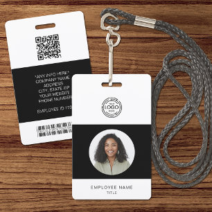 Badge Photo d'employé, logo, code-barres, nom ID