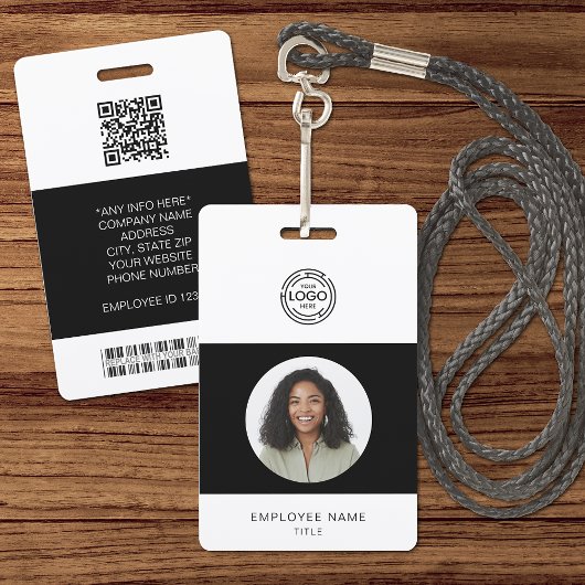 Badge Photo d'employé, logo, code-barres, nom ID