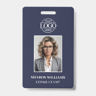 Badge Photo d'employé minimaliste bleu marine moderne si
