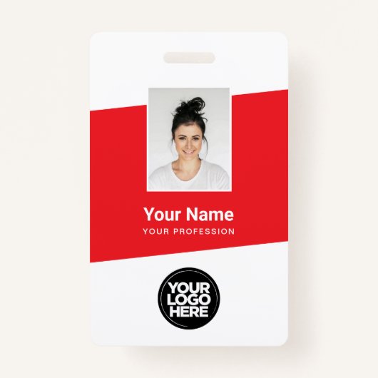 Badge Photo d'employé moderne, Code barre, Logo, Nom (Devant)